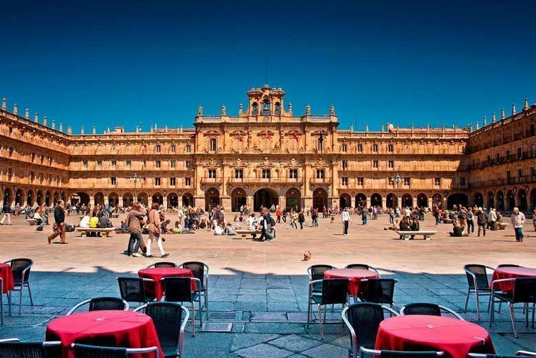 Sur la Plaza Mayor de Salamanque